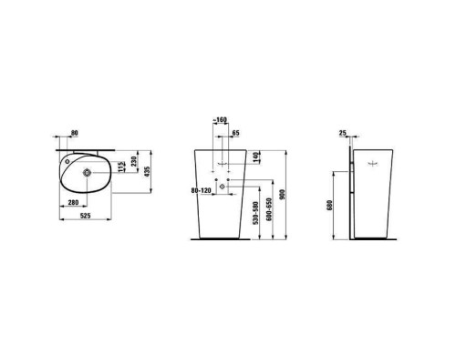 Laufen Palomba Раковина 52.5х43.5х90 см, 1 отв., цвет: белый. 8.1180.4.000.104.1 Laufen Palomba Раковина 52.5х43.5х90 см, 1 отв., цвет: белый. 8.1180.4.000.104.1