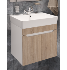 Тумба с раковиной DIWO Архангельск 60 подвесная, белая, сонома
