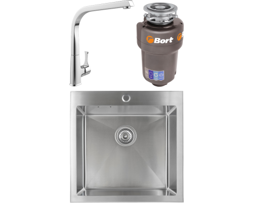 Комплект Мойка кухонная Kaiser KSM-5151 + Смеситель MEGA Mega MG-SUN03 + Измельчитель Bort Titan 5000