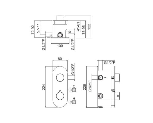 Carimali ilTondo Смеситель для душа, настенный, термостатический, цвет: хром. 21228EST/A-CR