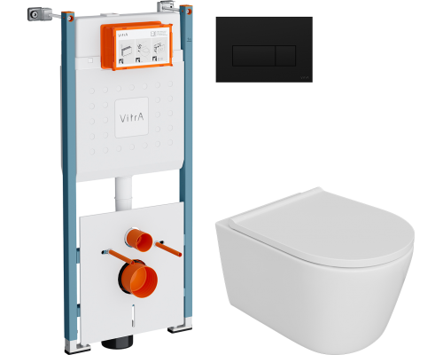 Комплект Унитаз подвесной DIWO Архангельск 0800 + Инсталляция VitrA V-Fix Core 732-5800-01PV + Кнопка Root Square 740-2311 черная матовая Комплект Унитаз подвесной DIWO Архангельск 0800 + Инсталляция VitrA V-Fix Core 732-5800-01PV + Кнопка Root Square 740-2311 черная матовая