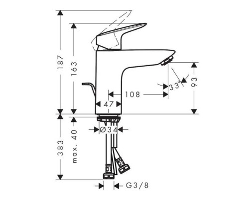 Hansgrohe Logis, Смеситель для раковины, С донным клапаном, Цвет: хром. 71100000