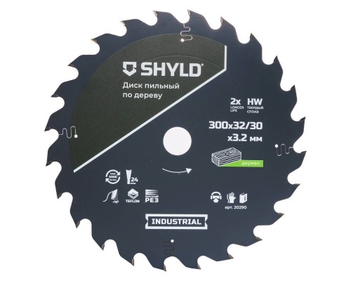 Диск пильный по дереву SHYLD твердосплавный 300х32/30 мм, 24 зуба(20290) Диск пильный по дереву SHYLD твердосплавный 300х32/30 мм, 24 зуба(20290)