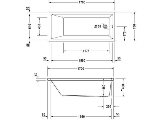 Duravit Vero Air Ванна 170x75см, встраиваемая, built-in, цвет: белый. 700412000000000