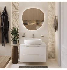 Мебель для ванной комнаты BOND Cube 80 подвесная, белая матовая, с раковиной Oval S58-600