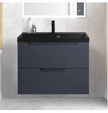 Тумба с раковиной BelBagno Vittoria 80 подвесная, grigio opaco, черная матовая раковина
