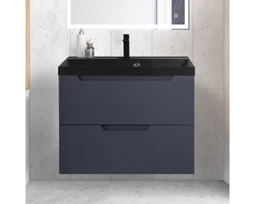 Тумба с раковиной BelBagno Vittoria 80 подвесная, grigio opaco, черная матовая раковина