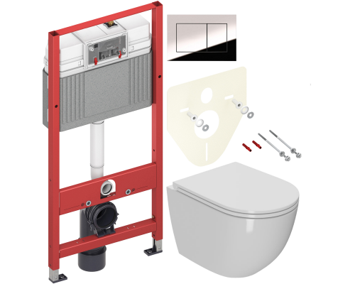 Комплект Унитаз подвесной Bauedge Bau Dream Hurricane3 безободковый, с микролифтом, белый + Инсталляция TECE Now 9400412 4 в 1 с кнопкой смыва Комплект Унитаз подвесной Bauedge Bau Dream Hurricane3 безободковый, с микролифтом, белый + Инсталляция TECE Now 9400412 4 в 1 с кнопкой смыва
