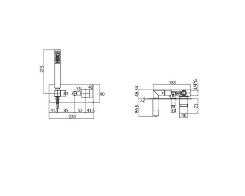 Bossini Cube Комплект: Смеситель для душа, встраиваемый, с девиатором на 2 выхода, ручной душ с держателем, подключение на 1/2rdquo;, цвет: хром. Z005365.030