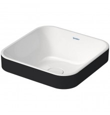 Duravit Happy D.2 Plus Раковина накладная, 40х40см, без перелива, с выпуском, с керамической крышкой, WonderGliss, цвет: Anthracite matt/белый. 23594061001