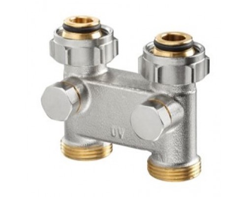 Узел, Oventrop, перепускной, прямой H-образный, 3/4, 3/4, Н ЕК-НГ, PN, бар-10, T°C -от +2 до +120, латунь, никелированный, для отопительных приборов-со встроенным вентилем, с функцией отключения, межтрубное расстояние 50 мм
