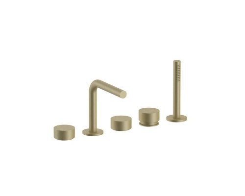 Fantini AF/21 Набортный смеситель для ванны, 5 отв., излив: 155мм, цвет: Matt British Gold PVD. 27 P6 A265