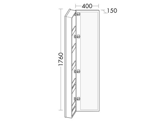 Burgbad Sys30 Шкаф 40х15х176см., подвесной, 1 зеркало, 5 полок, левый, цвет: белый матовый. SPDH040L464
