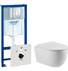 Комплект Унитаз подвесной Vincea Evo VT1-34S + Инсталляция Grohe Rapid SL 38772001 3 в 1 с кнопкой смыва + Шумоизоляция 37131000