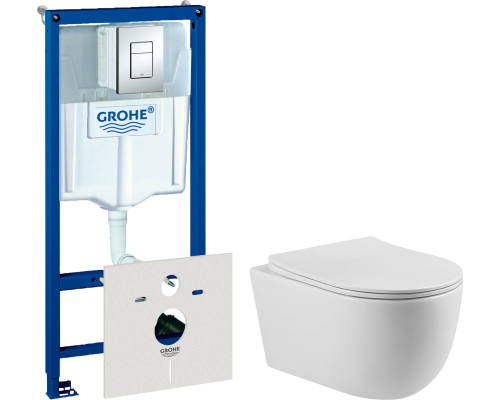 Комплект Унитаз подвесной Vincea Evo VT1-34S + Инсталляция Grohe Rapid SL 38772001 3 в 1 с кнопкой смыва + Шумоизоляция 37131000