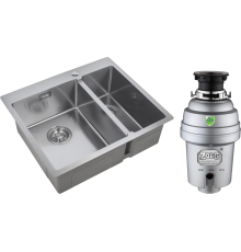 Комплект Мойка кухонная Zorg Light ZL R 590-2-510-L L, нержавеющая сталь + Измельчитель Inox D ZR-56 D
