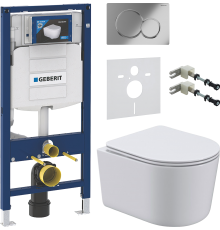 Комплект Унитаз подвесной Art Max Bolzano AM001CHR/SC + Крепления Geberit Duofix 111.815.00.1 к стене + Звукоизоляция + Инсталляция UP 320 111.300.00.5 + Кнопка Sigma 01 115.770.21.5 хром