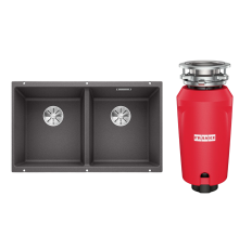 Комплект Мойка Blanco Subline 350/350-U темная скала + Измельчитель Franke