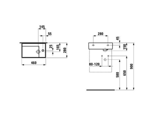 Laufen Kartell Раковина 46х28х12 см, 1 отв., без перелива, покрытие LLC, цвет: белый. 8.1533.4.400.111.1