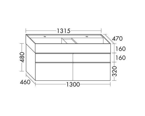 Burgbad Yumo Комплект подвесной мебели 131x47x64 см, цвет: белый. SFKO132 F3193 C0001*2