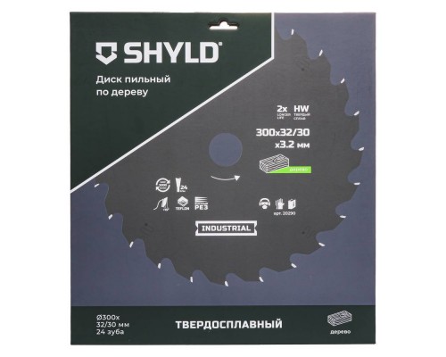 Диск пильный по дереву SHYLD твердосплавный 300х32/30 мм, 24 зуба(20290) Диск пильный по дереву SHYLD твердосплавный 300х32/30 мм, 24 зуба(20290)