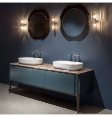 Antonio Lupi ILBagno Комплект мебели: тумба напольная с 2 раковинами 198x54см цвет: Blu navy lucido, мраморная столешница, 2 зеркала и 2 смесителя. TB230,  TB231IN,  BOLOMOOD63,  PIANO1254.198.710 frassino moka,  GIL272.710,  GIB236.710,  TEMPO354.198 pet