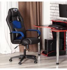 Игровое кресло TetChair Driver экокожа черная 36-6, ткань синяя TW-10