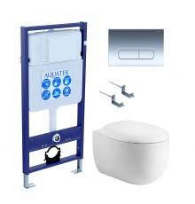 Комплект Унитаз подвесной AQUATEK Альтаир AQ1980-00 безободковый, с микролифтом + Инсталляция Standard INS-0000012 + Комплект креплений KKI-0000002 + Кнопка KDI-0000016 хром