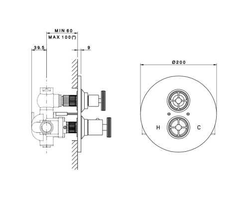 Nicolazzi Termostatico Встраиваемый смеситель, 3/4rdquo; с запорным вентилем, 4909CR44, цвет: хром. 4909CR44,  4910