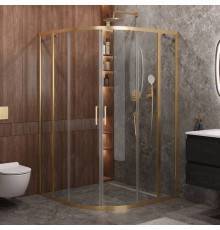 Душевой уголок Cezares Molveno R 22 100+30 C BORO IV, 130х130 см, профиль брашированное золото, стекло прозрачное