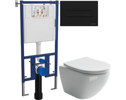 Комплект Унитаз подвесной Ceramicanova Metropol CN4002 безободковый + Инсталляция DIWO 4501 + Кнопка 7323 черная матовая Комплект Унитаз подвесной Ceramicanova Metropol CN4002 безободковый + Инсталляция DIWO 4501 + Кнопка 7323 черная матовая