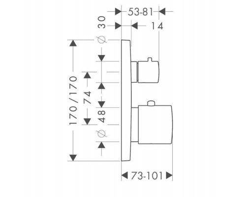 Axor Citterio M Встраиваемый термостат для душа, с запорным вентелем, на 2 потока, внешняя часть, цвет: хром. 34725000