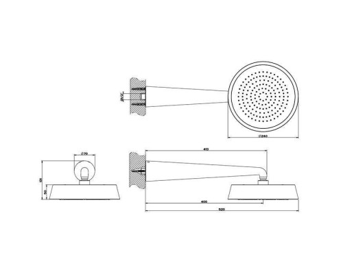 Gessi Cono Душевая головка шарнирная для настенного крепления на 1/2rdquo; с защитой от известкового налёта, цвет: Black XL. 45151#299
