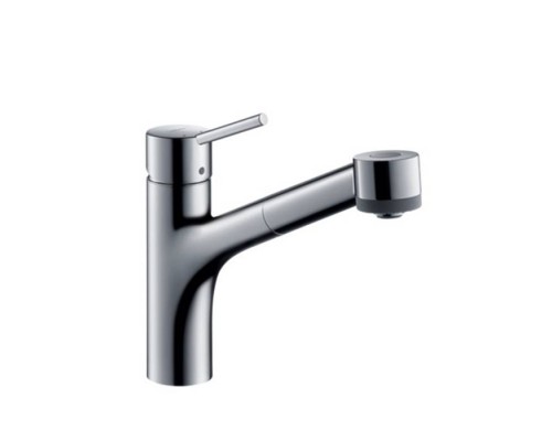Hansgrohe Talis S Кухонный смеситель для раковины, на 1 отв., однорычажный, с выдвижным изливом, цвет: хром. 32841000 Hansgrohe Talis S Кухонный смеситель для раковины, на 1 отв., однорычажный, с выдвижным изливом, цвет: хром. 32841000