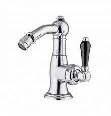 Nicolazzi Ceramica Nera Смеситель для биде, на 1 отв, с донным клапаном, излив: 127 мм, ручки черная керамика, цвет: хром. 3453CR76BC