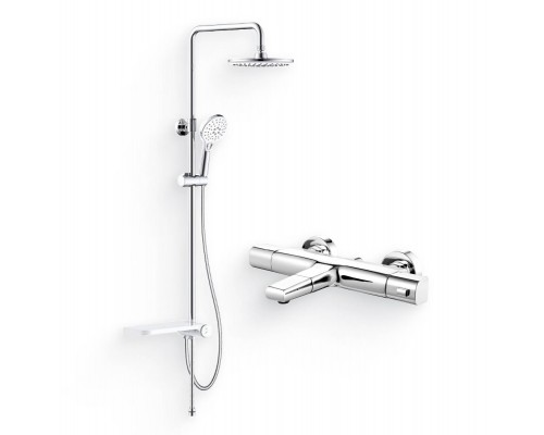 Душевой комплект Термостат IDDIS Uniterm UNISB02I74WA для ванны с душем + Стойка Ray RAYSW3Fi76