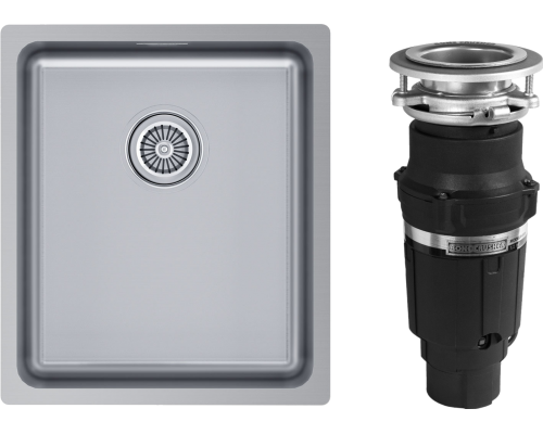 Комплект Мойка кухонная Paulmark Vista PM904438-BS брашированная нержавеющая сталь + Измельчитель Bone Crusher BC 610-AS