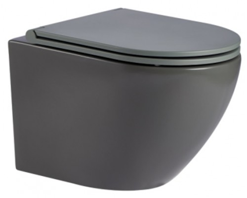 AQM2002MGR Унитаз подвесной с сиденьем SoftClose, технология смыва Rimless, скрыт.крепеж. Цвет серый AQM2002MGR