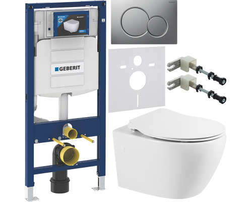 Комплект Унитаз подвесной BelBagno Prospero BB507B + Крышка BB2020SC с микролифтом, петли хром + Инсталляция Geberit Duofix UP 320 111.300.00.5 + Кнопка Sigma 01 115.770.JQ.5 лакированная, матовый хром + Крепления 111.815.00.1 к стене + Шумоизоляция 156.0