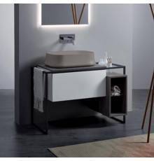 SIMAS Frame Комплект мебели с ящиком и открытым элементом, 105x57xh72см, напольная, Цвет: серый ясень/белый. FM1 сер. ясень,  SH08 Sabbia matt*0
