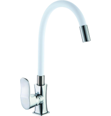 Смеситель для кухни D-lin D155318-3 с гибким изливом, хром, белый