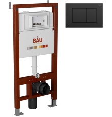 Система инсталляции для унитазов Bauedge Pro + Кнопка смыва Bauedge Stil черная матовая