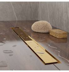Plumberia Selection Трап душевой PS MODULAR 4x90 2устор. накладка из нерж.стали, комбинир.затвор с горизонт. Выпуском Ду 50мм,40л/мин, цвет: золото 24К. PSM90OR