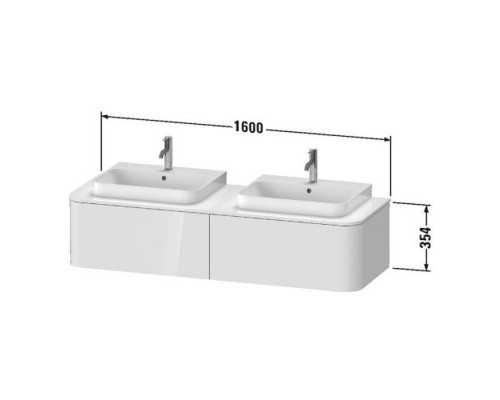 Duravit Happy D.2 Plus Тумба подвесная 160x55х35.4см, с 2 раковинами и 2 ящиками, цвет: белый глянцевый. 2360600000, HP032HB2222, HP4946B2222 Duravit Happy D.2 Plus Тумба подвесная 160x55х35.4см, с 2 раковинами и 2 ящиками, цвет: белый глянцевый. 2360600000, HP032HB2222, HP4946B2222