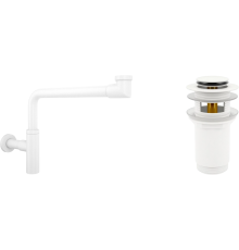 Комплект Wellsee Drainage System 182128001 с донным клапаном с переливом, матовый белый
