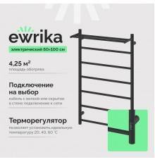 Полотенцесушитель электрический EWRIKA Сафо PN 100х60, с полкой, черный матовый