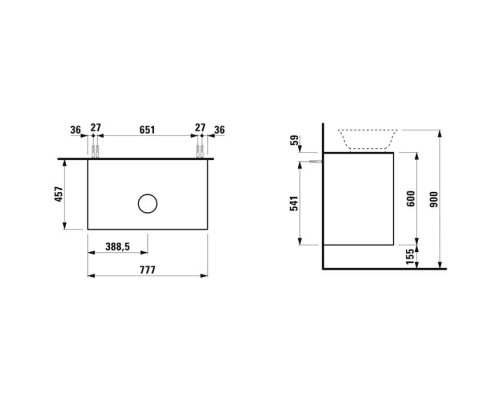 Laufen New Classic Тумба с раковиной, 77.5х45.5х60см, 2 ящика, подвесная, цвет: белый глянцевый (для раковины 812852, 812853). 4.0601.2.085.631.1,  8.1285.2.757.112.1