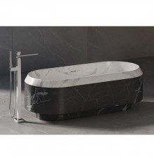 Dea Design Marble Parma Ванна 168х77х56.3см., отдельностоящая, мрамор, цвет: White Cararra/Black Marquina. DD1562 1680 CW/BM