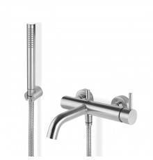 Newform X-STEEL 316 Смеситель для ванны с ручным душем, кронштейном, шланг: 150 см, цвет: PVD Brushed pale gold. 69640CX.59.098