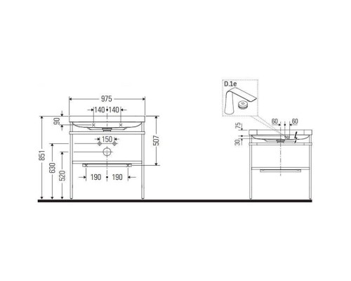 Duravit Happy D.2 Plus Консоль напольная с умывальником 97.5х49х85см, с 1 отв под смесит,1 полка, вып. и сифон в комплекте, цвет: Графит. HP4838O8080 Duravit Happy D.2 Plus Консоль напольная с умывальником 97.5х49х85см, с 1 отв под смесит,1 полка, вып. и сифон в комплекте, цвет: Графит. HP4838O8080